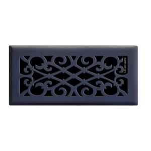 Elegant Scroll 4 In. X 10 In. Steel Floor Register In Matte Black | Vent Bay - Picture 1 of 12
