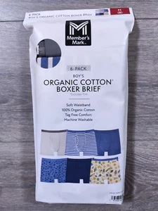 Members Mark Boxer Briefs Boys Medium 8 Organic Cotton 6-Pack Underwear Kids - Picture 1 of 5