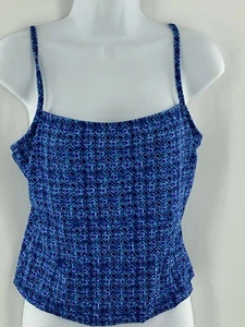 Traje de baño elástico elástico geométrico azul geométrico Lands' End para mujer 12 tankini - Imagen 1 de 5