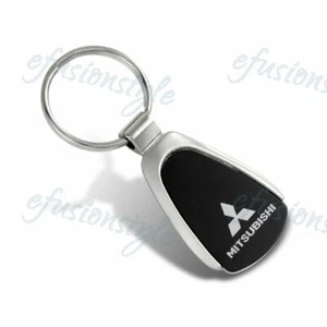 For Mitsubishi Logo Black Tear Drop Authentic Key Fob Keyring Keychain Lanyard - Picture 1 of 1