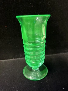 Paden City Party Line 5 1/2" Soda Fountain Parfait Dessert Glass Green Vaseline - Picture 1 of 9