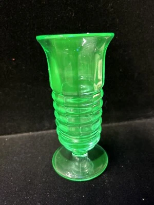 Paden City Party Line 5 1/2" Soda Fountain Parfait Dessert Glass Green Vaseline - Image 1 of 4