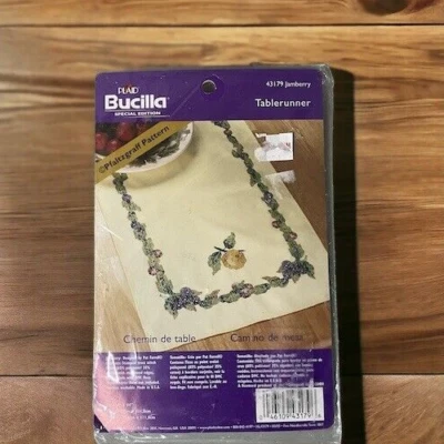 Plaid Bucilla Stamped Cross Stitch Kit Pfaltzgraff Jamberry Tablerunner 43179 - Image 1 of 4