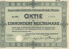 Amperwerke Elektricitäts Aktiengesellschaft München, 1932, RM 100, Energie Aktie