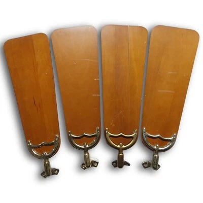 Set of 4 Vintage 36” Ceiling Fan Blades & Blade Arm Brackets Brass Classic Fan - Image 1 of 4