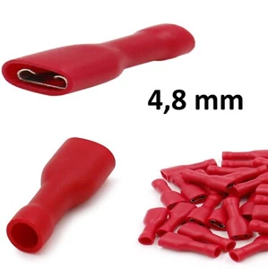 10 Pz. CONNETTORI CAPOCORDA TERMINALI FASTON FEMMINA ISOLATI 4,8mm DA CRIMPARE - Foto 1 di 4