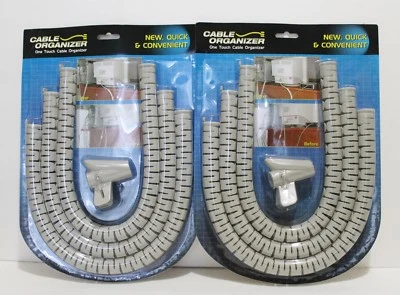 2x CABLE Management Organizer Cable Cord Wire Cover Hider Sleeves PC TV AUDIO - Image 1 of 2