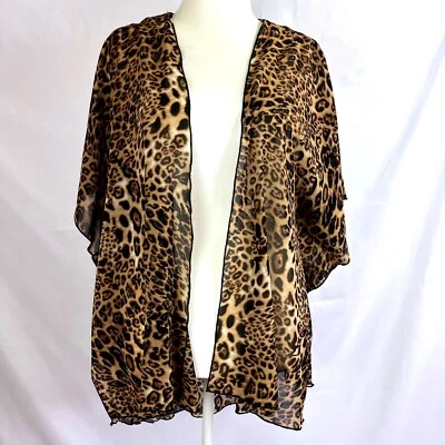 Truth NYC Estampado de Leopardo Kimono Plumero Transparente L/XL Mobwife Glam Rock Foto 1 de 4