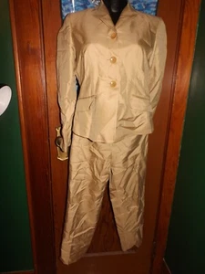 Ann Taylor Petites 2-teiliges hellbraunes Hosen-Set aus Baumwolle/Seide Größe 4 & 2 - Bild 1 von 2