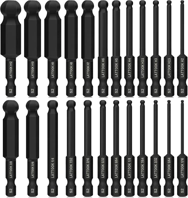 Ball End Hex Head Allen  Drill Bit Set (24PCS Metric & SAE),  1/4" Quick Release - Image 1 of 4