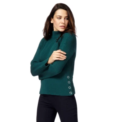 Principles by Ben de Lisi Green Ribbed Popper Jumper UK 20 DH8 OO 07 - Image 1 of 4