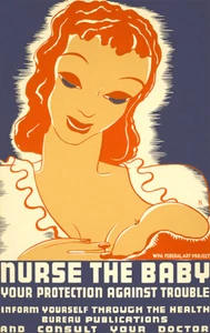 Nurse The Baby - Breast Feeding - 1937 - WPA Advertising Poster - Picture 1 of 1