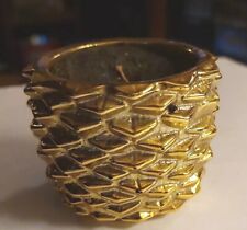 Vtg Avon Round Gold Colored Honeycomb Pattern Unused Candle Holder