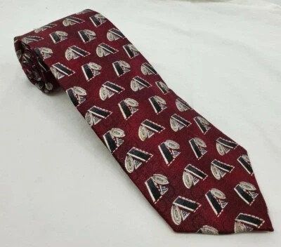 Corbata Pierre CARDIN Geométrica Abstracta en Borgoña 100% Seda - DISEÑADOR DE CORBATAS Foto 1 de 4