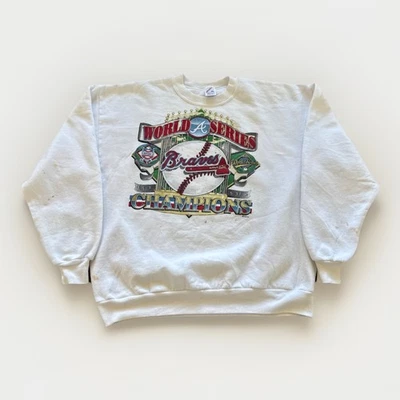 Moletom Vintage Atlanta Braves Masculino XL World Series 1995 MLB Distressed - Imagem 1 de 4