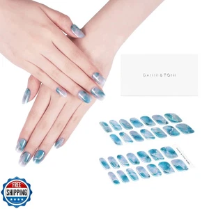 DANNI and TONI Semi Cured Gel Nail Strips Blue (Marble Canyon) Tie-Dye Gel Na - Bild 1 von 5