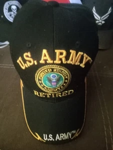 US Army Retired Black Baseball Cap Mütze Adjustable @ - Bild 1 von 2