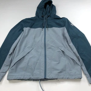Faherty Medium Windbreaker Hoodie Full Zip Outdoor Shell Jacket Green Gray MINT - Picture 1 of 12