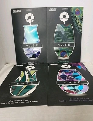 NIP Lot Of 4-Modgy Expandable Vase Reusable Peacock, Instant Travel, Flowers  - Image 1 of 4