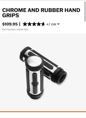 Harley Davidson Chrome And Rubber Hand Grips  - Image 1 of 4