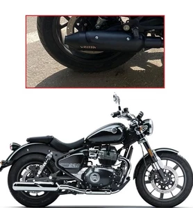 Atom XL Exhaust (Black) Fit for Royal Enfield SUPER METEOR 650 - Picture 1 of 2