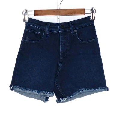 EXPRESS Mujer Midi Corte Pantalones Cortos Talla 0 Elástico Denim Azul Oscuro Lavado Distress Foto 1 de 4