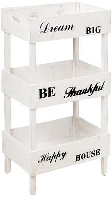 Yulton Farmhouse Shelf with Storage Trays, Antique White - Image 1 of 3