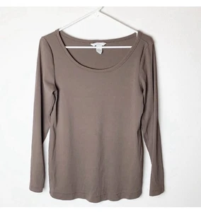 H&M Maternity Long Sleeve Ribbed Top Brown - Picture 1 of 5