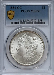 1884-CC Morgan Silber Dollar 1 $ PCGS MS65 + Gold Shield Holder Carson City schön - Bild 1 von 5