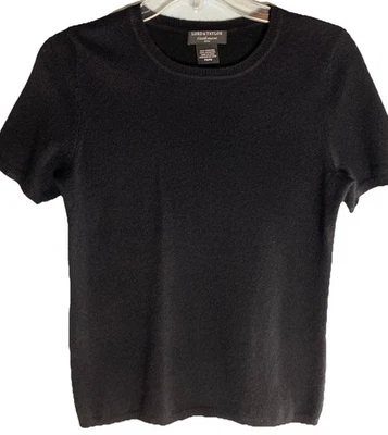 Lord & Taylor Women's Short Sleeve Sweater Black 100% 2 Cashmere Size Medium - Image 1 of 4