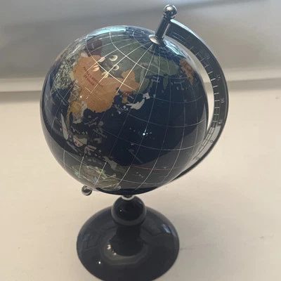 Piedra preciosa semipreciosa de lapislázuli azul soporte globo mundial 11” giratorio Foto 1 de 4