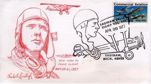 LINDBERGH NEW YOUR TO PAIR FLIGHT, SAGINAW, MI  1977  FDC20337 - Picture 1 of 1