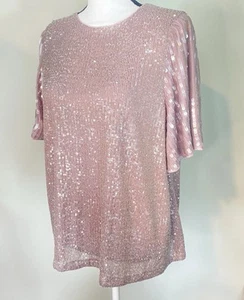 Cable & Gauge Neu mit Etikett Damen glitzerndes rosa Pailletten Top Größe XL - Bild 1 von 18
