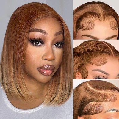 P4/27 Highlight Lace Front Bob Wigs Human Hair Pre Plucked Ombre Co... Fast Ship - Image 1 of 4