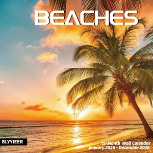 2026 Wall Calendar BEACHES, 12 Months Hangable Wall Calendars, Beach Calendars 2 - Picture 1 of 12