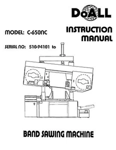 DoAll Band Saw Operators Manual Model No. C-650NC - Picture 1 of 1