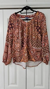 Democracy Aztec Floral v-neck long sleeve top Sz Med NWT retail $78. - Picture 1 of 7