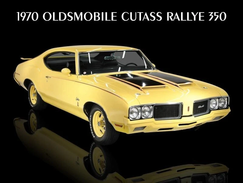 1970 Oldsmobile Collectible Metal Sign: Cutlass Rallye 350 in Yellow - Image 1 of 1