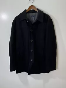 J Crew Men’s Wool Blend Coat Size S Black Lined Warm Heavy Timeless Minimalist - Picture 1 of 9