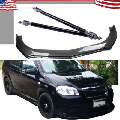 Front Bumper Lip Spoiler Splitter Carbon Fiber Bod Kit For Chevrolet Aveo K - Image 1 of 4