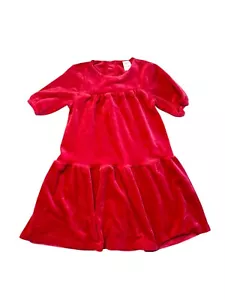 Hanna Andersson Girls Dress Size 120 Red Velour Tiered Twirl EUC Size 6-7 - Picture 1 of 4