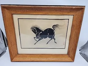 1950's Japanese Woodblock Print Stomping Horse by Tokuriki Tomikichiro - Picture 1 of 18