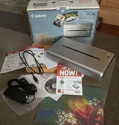 Canon Pixma IP100 Mobile Printer w Box + cables AC Power Adapter - Image 1 of 4