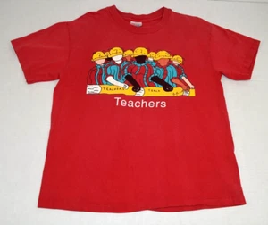 Vintage T-Shirt Hanes Beefy Size L 1992 Teachers Vibrant Red Quote Made USA - Picture 1 of 11