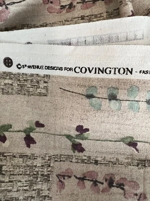 2 YDS 54" W COVINGTON 5TH AVE FABRIC BROWN FLORAL NATURE GREEN PLUM VINES - Image 1 of 4