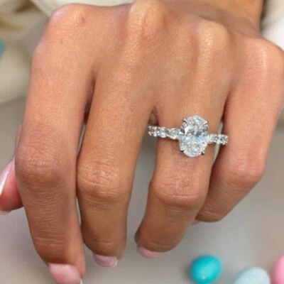 IGI Lab Created 2.50 Ct Oval Diamond White Gold Wedding Ring Black Friday sale - Image 1 of 4