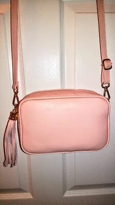 ¡NUEVO!  Bolso Bandolera Mujer Cuero Genuino Italiano Rosa Rubor Hecho en Italia Foto 1 de 4