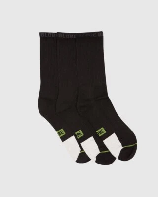 PACK DE 3 CALCETINES GLOBE CREW NEGRO BAJO IMPACTO HOMBRE TALLA 7-11 Foto 1 de 4