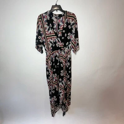 Anthro Harlyn Womens Audria Jacquard Jumpsuit Black S Long Sleeve Tie Waist - Изображение 1 из 4