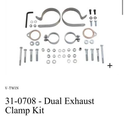 V-Twin Manufacturing Dual Exhaust Clamp Kit - 31-0708 NEW - Image 1 of 3
